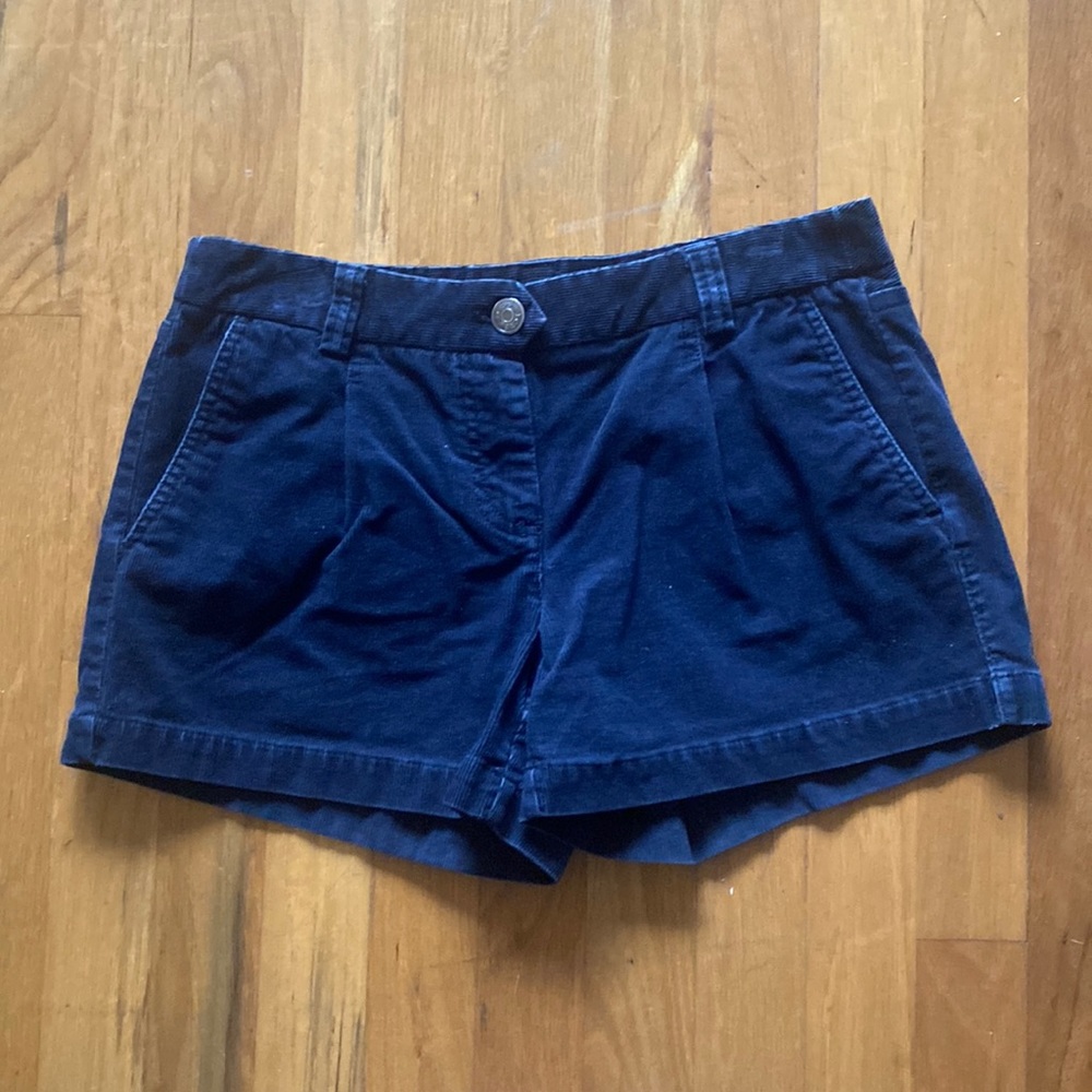 JCrew city fit navy blue corduroy shorts.